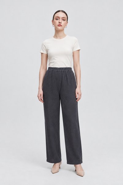 Livia Elastic Waist Crinkle Texture Trousers