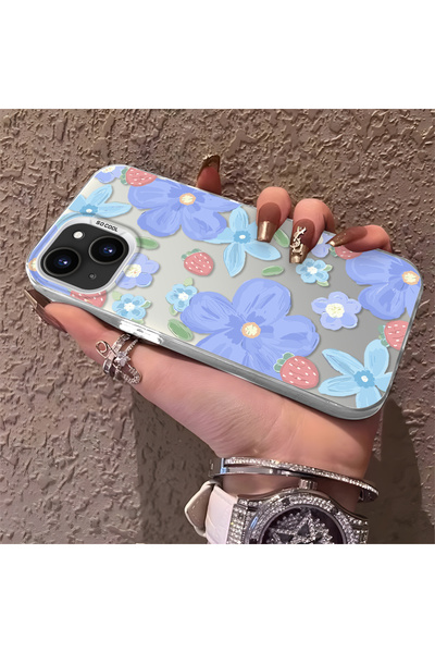 CHICASELUX حافظة بنمط زهور الفراولة متوافقة مع iPhone 15 Plus/14 Plus، واقية،...
