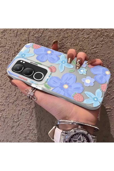 CHICASELUX حافظة مزخرفة بنمط زهرة الفراولة متوافقة مع Vivo Y19S 4G/Y19S Pro، ...