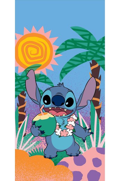 Halantex Prosop de plajă Lilo și Stitch, albastru, 70x140cm, bumbac