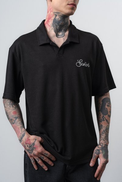 Respire Tricou Polo Bărbați Broderie Señor Guler Clasic Textură Dungi Vertica...