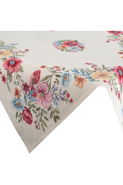 Eurofirany Fata De Masa Din Goblen, Eurofirany, 1413/NAT, Model Floral Cu Tex...