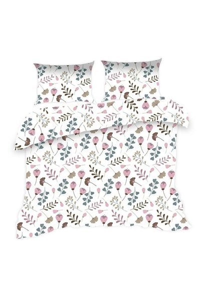 Karo Set de lenjerie de pat 160x200 612N flori albe roz crengute Classic E24