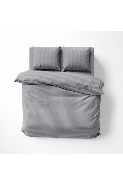 Detexpol Lenjerie de Pat Deco4Home 160x200cm, Satin de Bumbac, 3 Parti, Gri