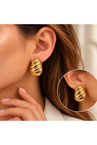 MİLANO BEAUTYS Gold Color Twist Model Women's Earrings – Vintage Stylish Earr...