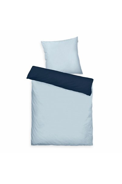 Tom Tailor Lenjerie de pat satin 140x200 albastru bleumarin fata de perna mon...