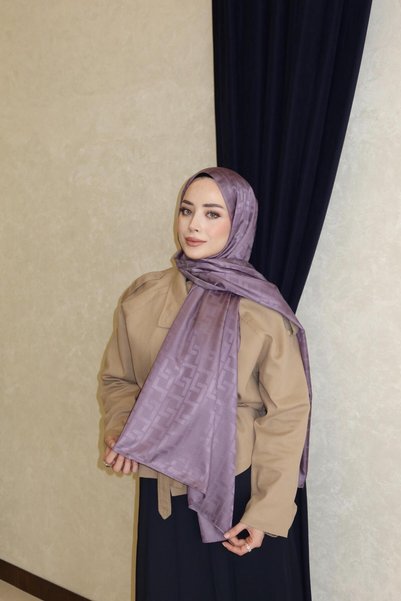 JAWEL شال جاكار منقوش بنمط مونوغرام