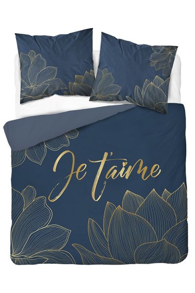 Detexpol Set lenjerie de pat Holland, 100% bumbac, albastru cu auriu, 160x200...