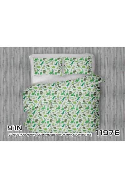 Karo Set de lenjerie de pat 160x200 1197E alb Dinozauri verde masliniu