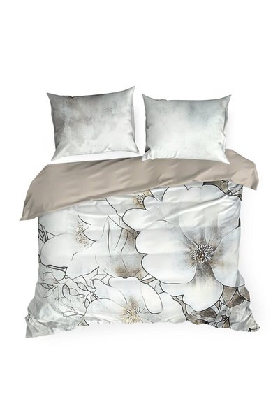 Eva Minge by Eurofirany Lenjerie de pat din satin 220x200 Flori albe de marga...