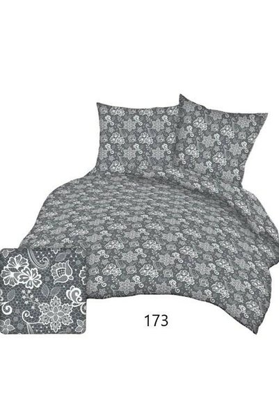 Karo Set lenjerie de pat 160x200 gri graphite flori albe 173 bumbac Max