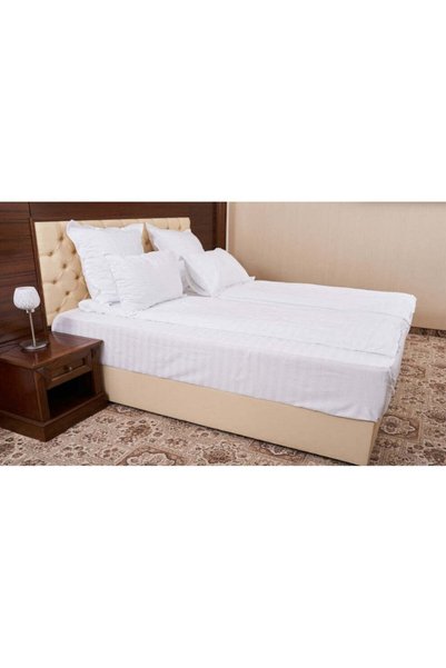 Home Still Set de lenjerie de pat din bumbac 100% alb damasc, pentru 2 persoa...