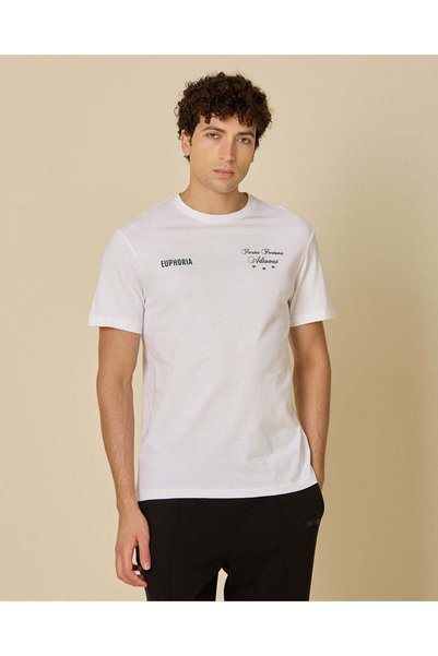 REDTAG Men White Printed T-Shirt