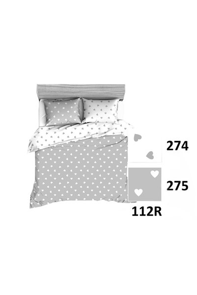 Karo Set de lenjerie de pat 100x135 R112 alb gri inimioare 275D 274D