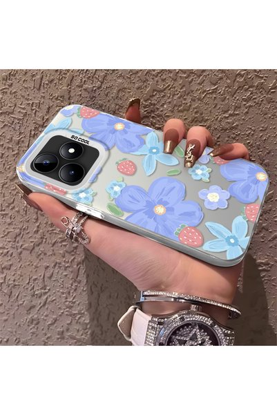 CHICASELUX حافظة متوافقة مع Realme C51/C53 بنمط زهرة الفراولة، واقية، للاستخد...