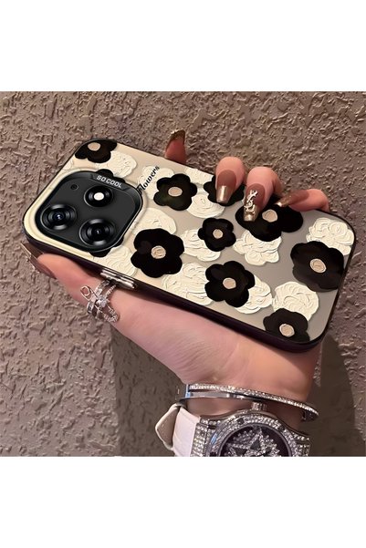 CHICASELUX حافظة مطبوعة على شكل زهرة بنمط الطلاء الزيتي متوافقة مع هاتف Tecno...