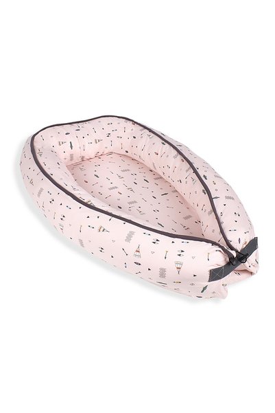 Interbaby Pozitionator bebe Interbaby, 85x50cm, bumbac, roz cu stelute