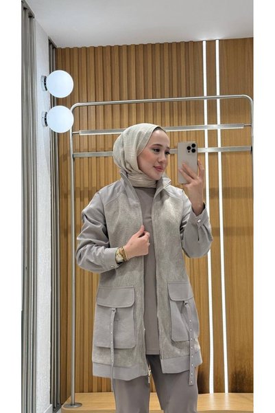 Jupe Kadın Kaşe Modal Kumaş Cep Detaylı Fermuarlı Kap 9319