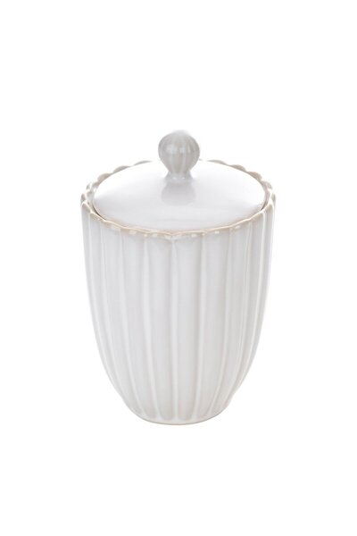 Eurofirany Borcan decorativ, ceramica, crem, 12x19cm