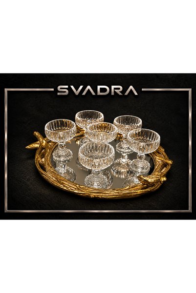 SVADRA Lüks 6'Lı Ayaklı Cam Kristal Lokumluk ve İkramlık