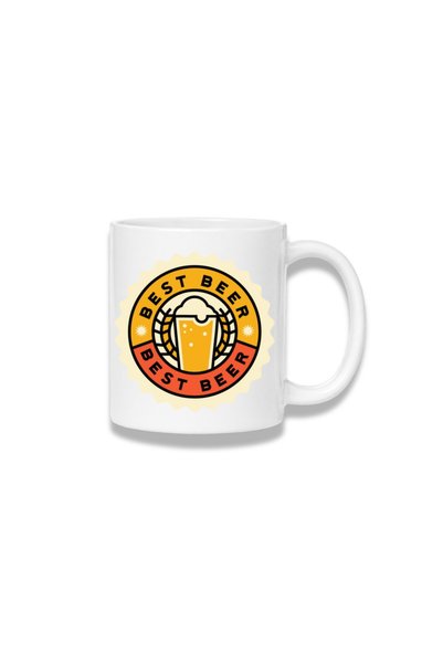 Fabricacucadouri.ro Cana ceramica 380 ml – Motiv bere – emblema rotunda