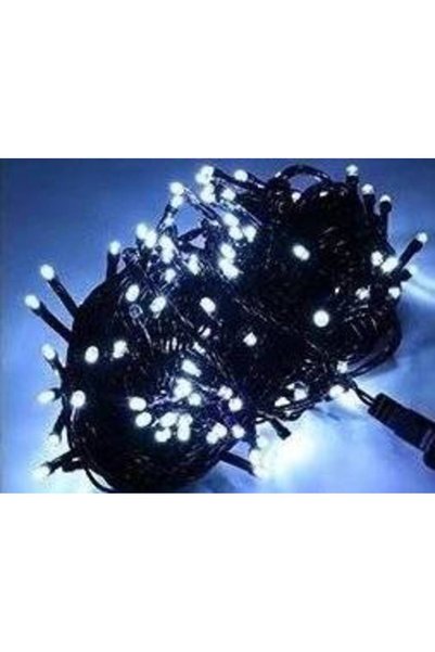 OEM Instalatie LED Craciun cu fir negru, 100 LED, 10 m, alb rece