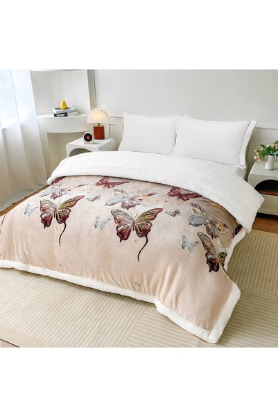 FAMILYDESIGN Patura pufoasa dubla cocolino cu blanita ecologica, 200X230 cm, ...
