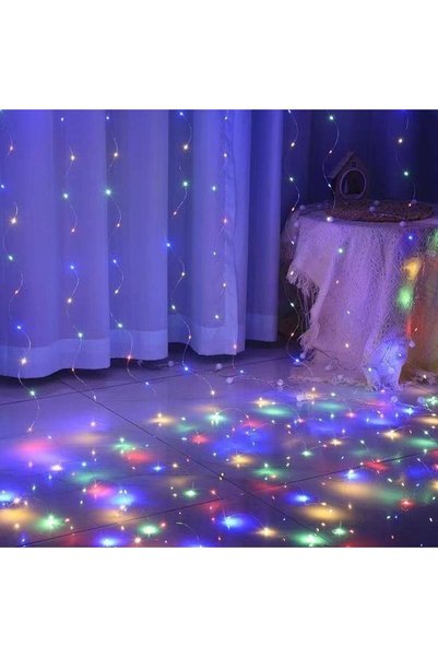 OEM Christmas LED light curtain, 3 m x 3 m, multicolor