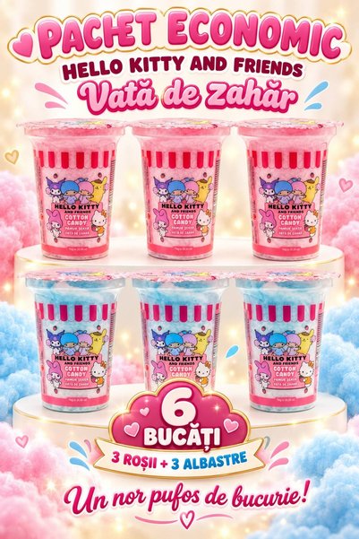 Hello Kitty και Φίλοι – Μαλλί της γριάς, οικονομική συσκευασία 6 × 20 γρ., 3 ...