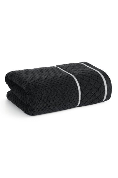 Eurofirany Prosop de baie Eurofirany, 50x90cm, bumbac, negru, cu bordura deco...