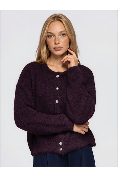 OMBRE Damen-Strickpullover, Relaxed Fit, Rundhalsausschnitt, Durchgehende Kno...