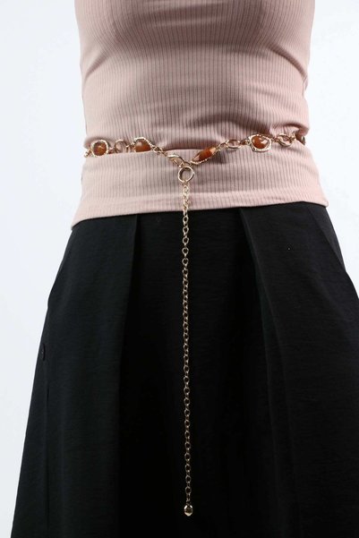 mica Metallic Stone Long Belt