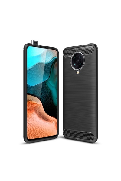 BURAQ For Xiaomi Redmi K30 Ultra Brushed Texture Carbon Fiber TPU Case(Black)