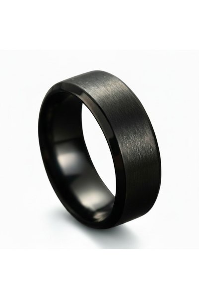Alviro Inel unisex negru din oțel inoxidabil 316L, finisaj satinat, mărimea 17
