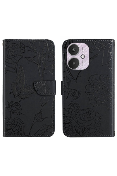 BURAQ For Xiaomi Redmi 13C 5G Skin Feel Butterfly Embossed Flip Leather Phone...