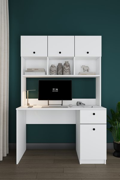 asratrend Modern Dolaplı Çekmeceli Kitaplıklı Çalışma Masası %100 MDF Bilgisa...