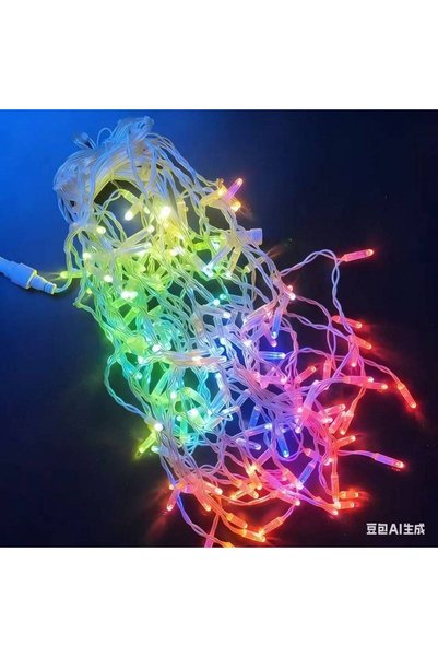 OEM Instalatie LED turturi cu flash, fir alb, 300 LED, 15 m, multicolor