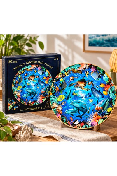 Generic Brand Puzzle premium din lemn, 192 piese, Lumea subacvatică, rotund, ...