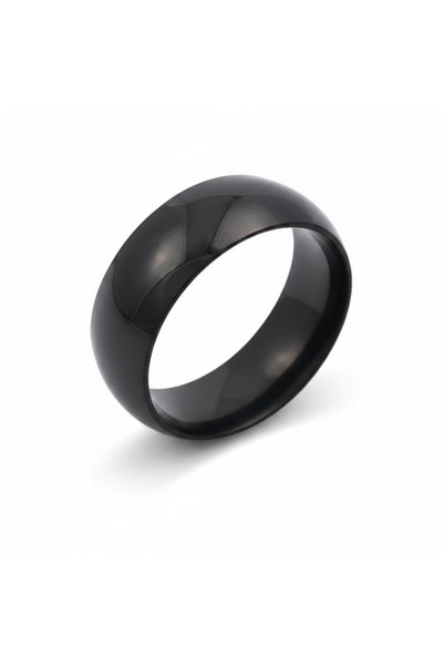 Alviro Verighetă clasică neagră din oțel inoxidabil 316L, 8 mm, mărimea 12