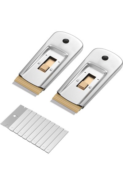 NALACAL Metal Razor Blade Scraper, 2 Pack with 30 Extra Blades, Glass Scraper...