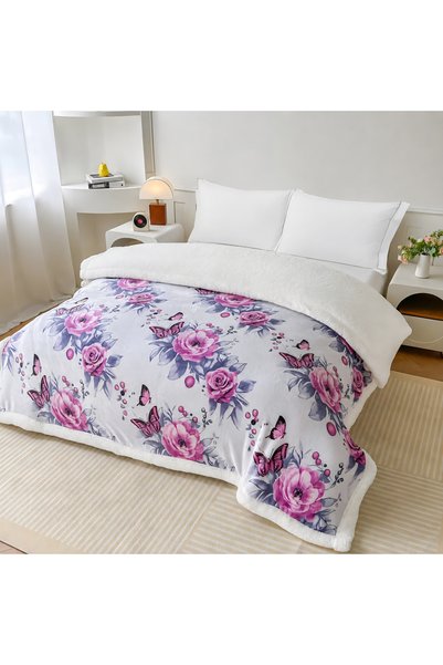FAMILYDESIGN Patura pufoasa dubla cocolino cu blanita ecologica, 200X230 cm, ...