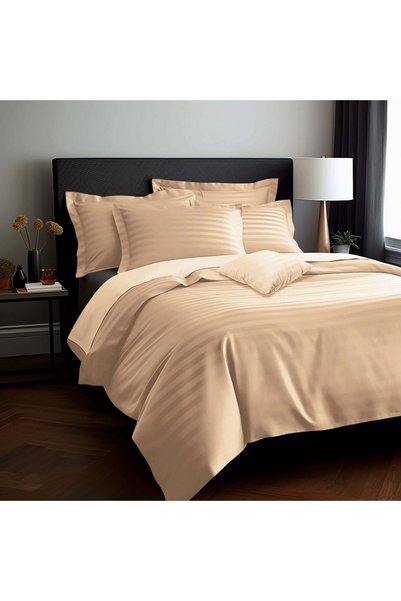 Darymex Lenjerie de pat 140 x 200 4 bucati Satin Bamboo STRIPE BEIGE