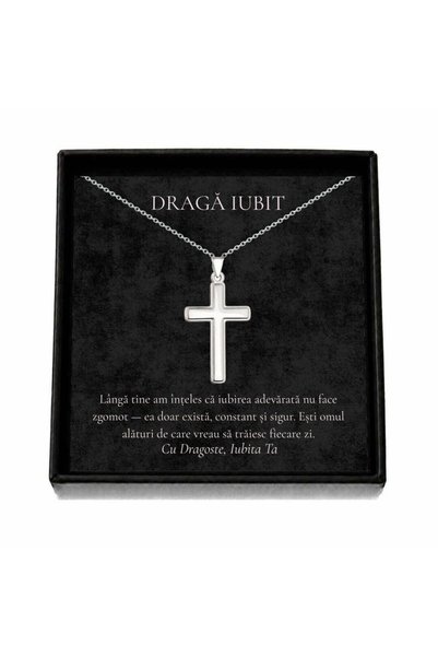 OEM Cutie cadou pentru iubit – Colier clasic cu cruce, cutie neagră și carton...