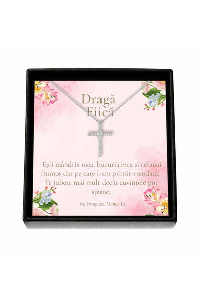 OEM Cutie cadou pentru fiică de la mamă – Colier cu cruce de cristal, cutie n...