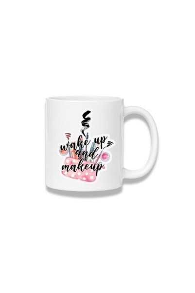 Fabricacucadouri.ro Cana ceramica 380 ml – Trezește-te și Fă-ți Machiaj – caf...