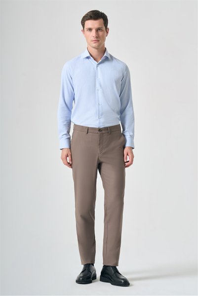 İmza Dark Beige Side Pocket Slim Fit Stretchy Chino Trousers 1003265162