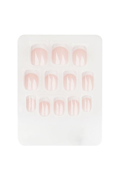 SHOPIENS Unghii false cu adeziv roz french patrat oval pentru manichiura rapi...