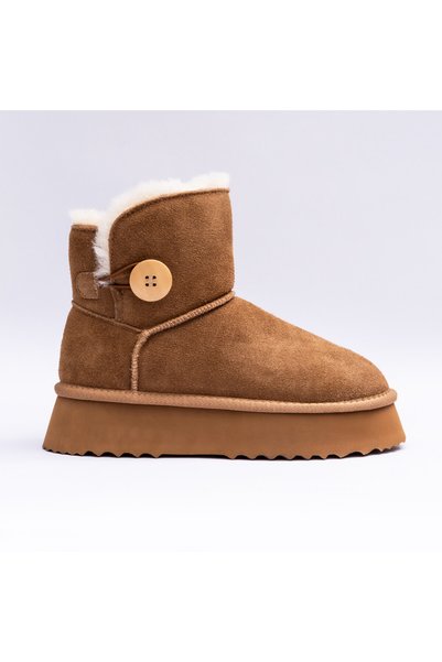 VAGAM Ghete dama 2203, piele naturala, tip UGG, Maro, 40