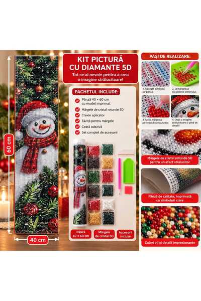 Generic Brand 5D Diamond Painting Kit – Christmas Snowman, 40 × 60 cm