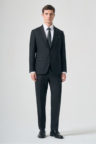 İmza Black Mono Collar 6 Drop Comfort Fit Full Lining Wool Suit 1001265157